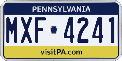 PA license plate MXF4241