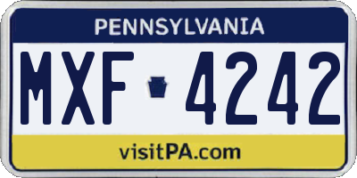 PA license plate MXF4242