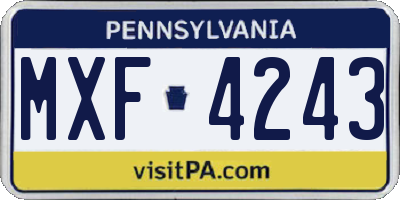 PA license plate MXF4243