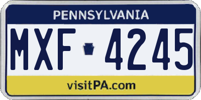 PA license plate MXF4245