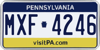PA license plate MXF4246
