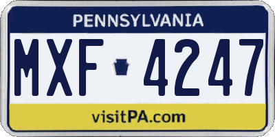 PA license plate MXF4247