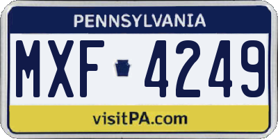 PA license plate MXF4249