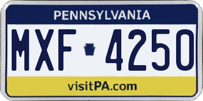 PA license plate MXF4250