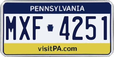 PA license plate MXF4251