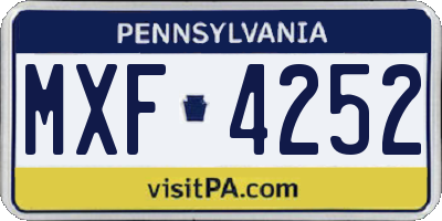 PA license plate MXF4252
