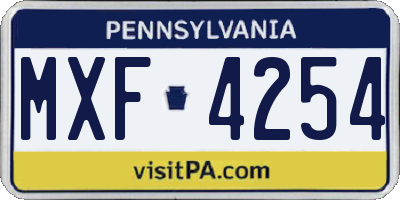 PA license plate MXF4254