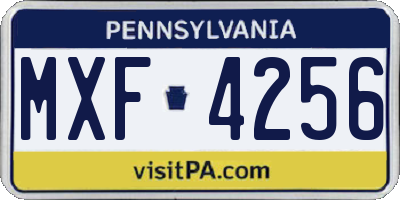 PA license plate MXF4256