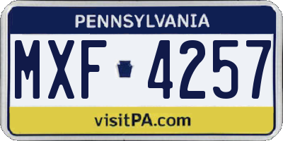 PA license plate MXF4257