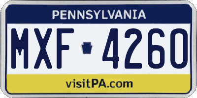PA license plate MXF4260