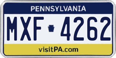 PA license plate MXF4262