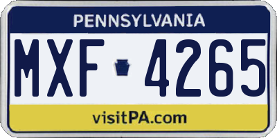 PA license plate MXF4265