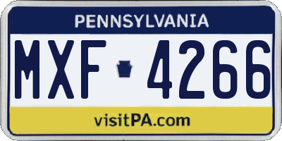 PA license plate MXF4266