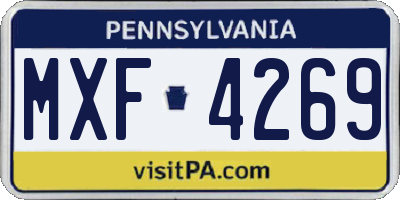 PA license plate MXF4269