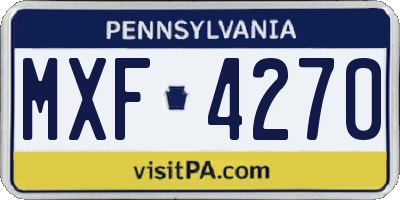 PA license plate MXF4270