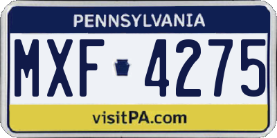 PA license plate MXF4275
