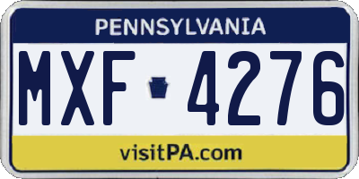 PA license plate MXF4276