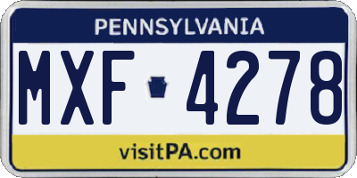 PA license plate MXF4278