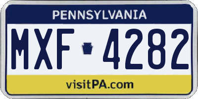 PA license plate MXF4282
