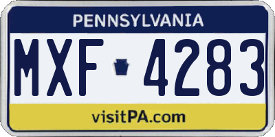 PA license plate MXF4283