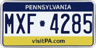 PA license plate MXF4285