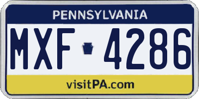 PA license plate MXF4286
