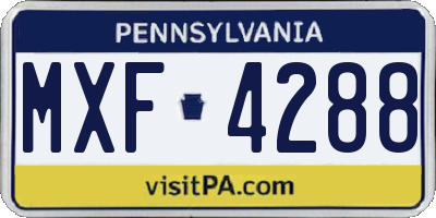 PA license plate MXF4288