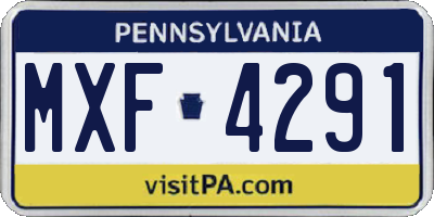 PA license plate MXF4291