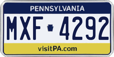 PA license plate MXF4292