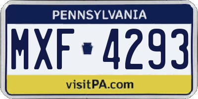 PA license plate MXF4293