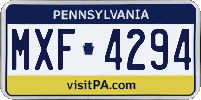 PA license plate MXF4294