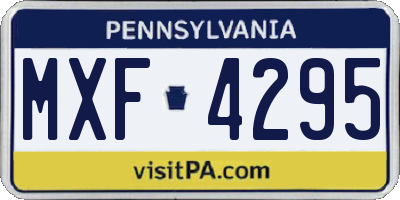 PA license plate MXF4295