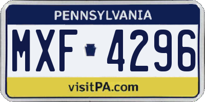PA license plate MXF4296
