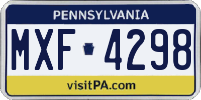 PA license plate MXF4298