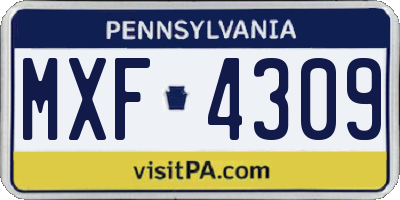 PA license plate MXF4309