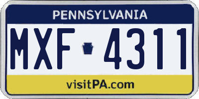 PA license plate MXF4311