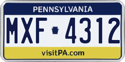 PA license plate MXF4312