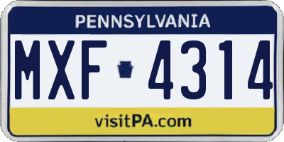 PA license plate MXF4314