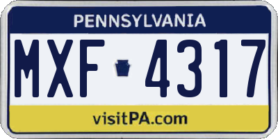 PA license plate MXF4317