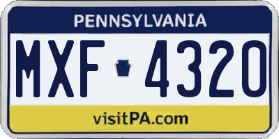 PA license plate MXF4320