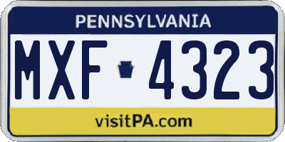 PA license plate MXF4323
