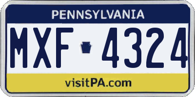 PA license plate MXF4324