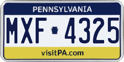PA license plate MXF4325