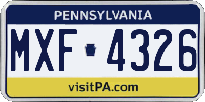 PA license plate MXF4326