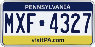 PA license plate MXF4327