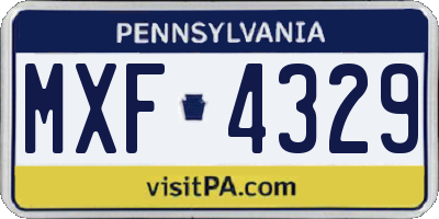 PA license plate MXF4329
