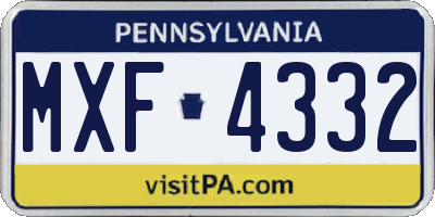 PA license plate MXF4332