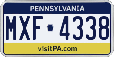 PA license plate MXF4338
