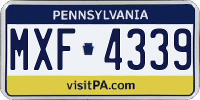 PA license plate MXF4339