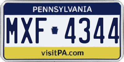 PA license plate MXF4344